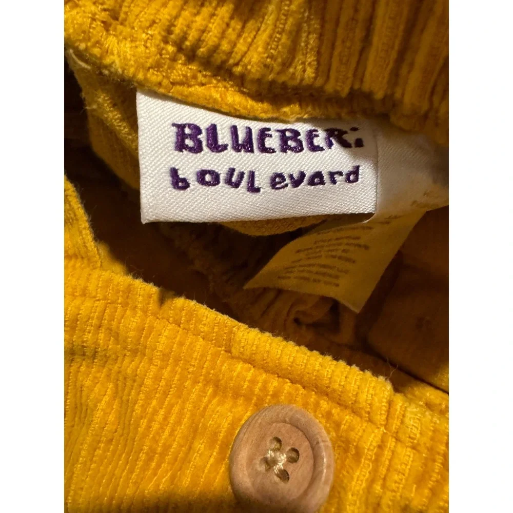 Blueberry Boulevard Girls Mustard Corduroy Embroidered‎ Pinafore Dress Size 3t